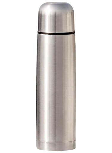 Flask, Double Walled Vacuum Insulated Flask 1 Litre, Leakproof 24 Hours Hot and Cold Water Bottle, Durable Stainless-Steel Interior and Exterior, Silver