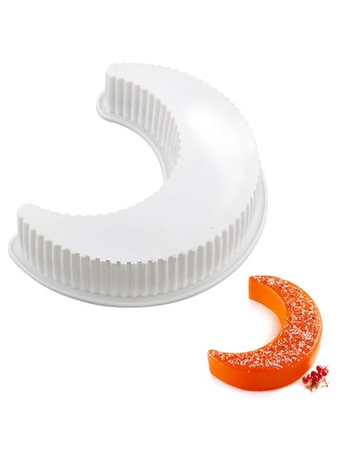 nalaina 3D Moon Shape Silicone Cake Mold, Crescent Moonlight Sonata Mousse Cake Bread Pizza Baking Mold, Chocolate Sweet Mold,Large Moon Pan Birthday Wedding Party Decoration Ramadan Gifts