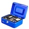Rubik Medium Cash Box Steel Register with Tray and Lock Durable Portable Money Box Safe for Bills Jewelry Receipts Coins (20x16x9cm) Blue