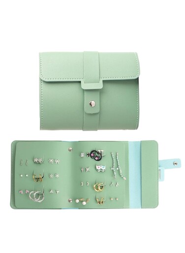 Earring Storage Box, Portable PU Leather Organizer with Foldable Book Design, Travel-Friendly Case for Earrings and Jewelry