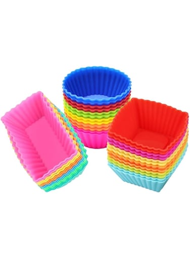 IELEK Silicone Cupcake Muffin Baking Cups Liners 36 Pack Reusable Non-Stick Cake Molds Sets, Standard