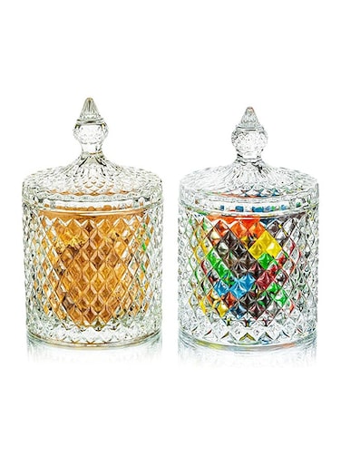 Glass Candy Dishes Jar Containers Glass Jars Candy r [2 pieces]