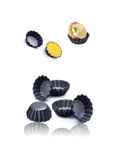 Sweet seven 12-Pack Egg Tart Mold Set - Bake Perfect Tarts &amp; Muffins Easily - Carbon Steel Baking Tool for Cupcakes, Cakes - Size 2.6 x 0.9inch Cups - Get Creative in the Kitchen!