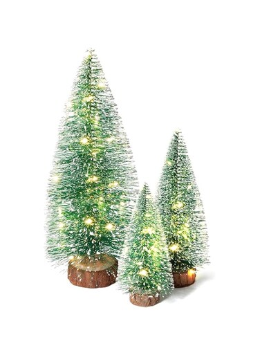 3pcs Small Christmas Tree with Lights, Mini Christmas Tree Table Top Decorations, Desktop Miniature Pine Tree Xmas Holiday Decor,
