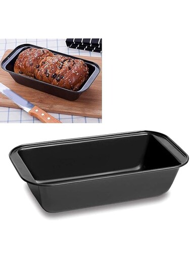 ZDQTRA Non Stick Carbon Steel Rectangular Bread Loaf Cake Mould Pan Tray for Baking at Home,Toast Bread Mould for Baking in Microwave Oven,Baking Tray for Bread,Toast,Cake,Muffin(1pcsBlackMedium)