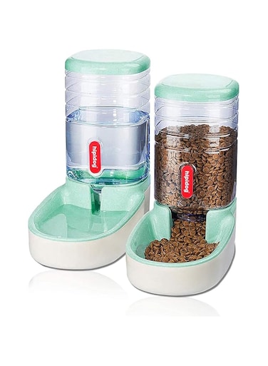 TOMVAES Automatic Dog Cat Feeder and Water Dispenser Gravity Food Feeder and Waterer Set with Pet Food Bowl for Small Medium Dog Puppy Kitten, Large Capacity