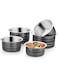 5 Piece Tope Set Stainless Steel Heavy Bottom 5Pc Pcs Patila Set 22 Gauge Heavy Cook and Serve Cookware Sets Pots Container Sets Bowl Sets (Size: 450 ML, 650 ML, 950 ML, 1400 ML, 1900 ML)(Color:Black)