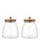 Premium 2pcs Borosilicate Glass Canister Set with Airtight Wooden Lids 800ML
