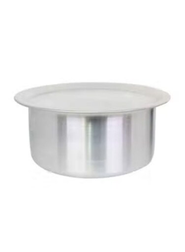 Aluminium Cooking Pot Heavy Guage Tope with Lid Silver 16