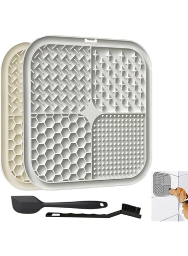 Aputue Dog Lick Mat, 2 Pcs Large Slow Feeder Lick Pat, Lick Mat for Dogs Cats, Anxiety Relief, Enrichment Toys, Treat Mat, Pets Supplies Bathing Grooming Training Calming Mat