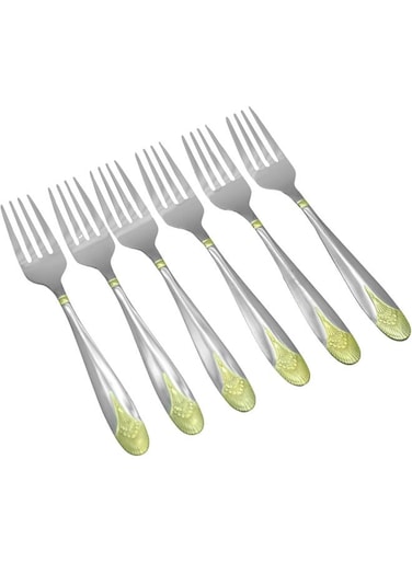 RK TEA FORK CROWN , GOLD, RK0071, 6 PC SET Silver 14.5cm