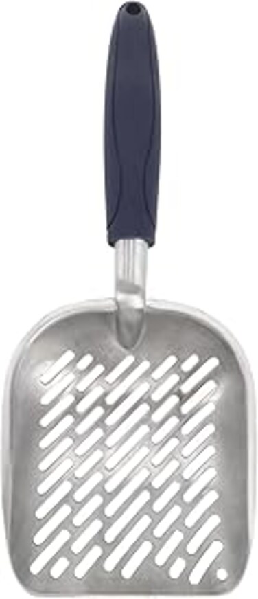 CENXI Cat Litter Scoop,Sifter with Deep Shovel,Durable Aluminum Metal Cat Shovel with Comfortable Rubber Long Handle for Pet