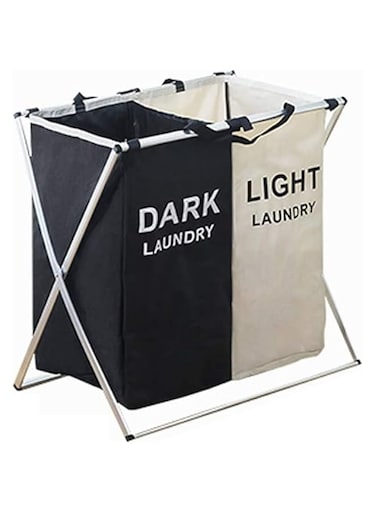 Sulfar 2 layered laundry basket Foldable Laundry Basket On Wheels 2 Sections Waterproof Storage Washing Basket with Lid Collapsible Rolling Laundry Hamper Large Dirty Clothes Storage Cart
