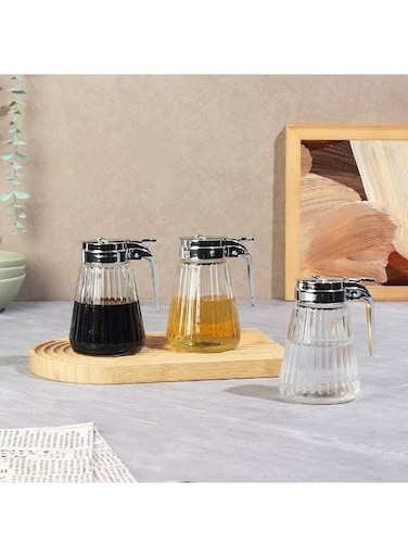 HOME Adrian 3-Piece Glass Oil &amp; Vinegar Pot Set - 300ml   Stylish Kitchen Spice Rack Jars   Clear Glass Condiment Dispenser for Oil, Vinegar, and Dressings