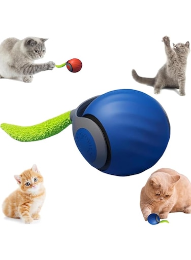 GSHLGAO Smart Interactive Cat Toy,2025 New Generation Interactive Cats Toys,Interactive Cat Toys for Indoor C at Ball,Automatic Moving Cats Toy Ball with Tail (Blue)