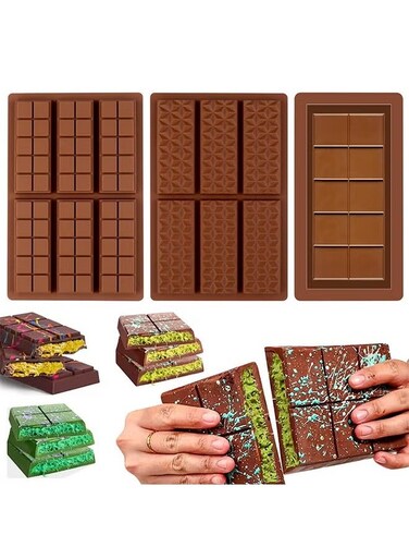 Rectangular Silicone Chocolate Mold &acirc;&euro;&ldquo; DIY Long Strip Waffle &amp; Chocolate Bar Baking Tool 3-pieces