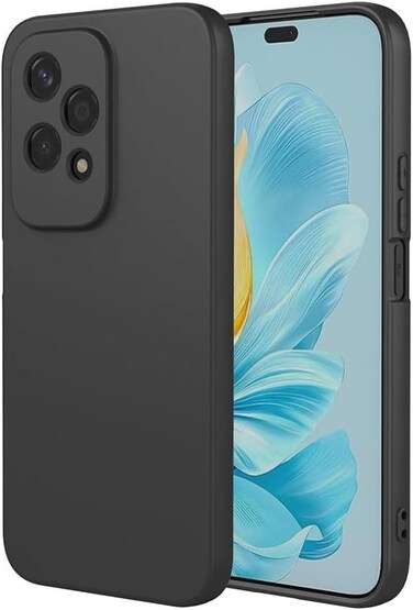 Case for Honor 200 Lite 5G 2024, Liquid Gel Rubber Bumper Case with Soft Microfiber Lining Cushion Slim Hard Shell Shockproof Protective Cover for Honor 200 Lite 5G (Black)