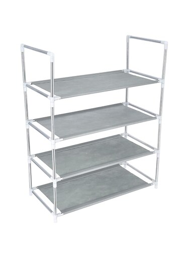Delcasa 4 Tier Shoe Rack, Easy to Move &amp;Space Saving, Grey DC2003 Modern Design, More Storage Space, Iron and Non Woven Fabric Easy to Assemble, Organize up to 18 Pairs