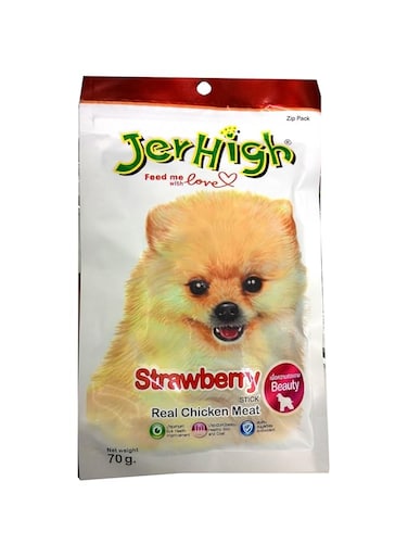 JerHigh Strawberry Stick Chicken Meat Snacks for Dog (70 G, Multicolor) - All Life Stages
