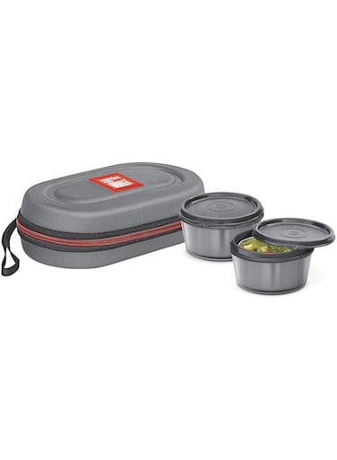 Milton Nutri Stainless Steel Insulated Tiffin Set, 320ml, Set of 2, Grey