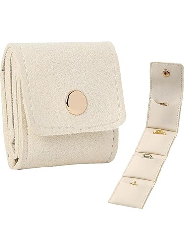 Travel Jewelry Bag 2025 New Portable Foldable Faux Suede Jewelry Organizer And Storage with Buckle - Mini Travel Jewelry Roll Bag Jewelry Pouch for Earrings, Rings, Necklaces-1PCS