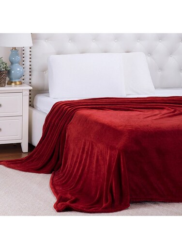 Tekstil Melow Flannel Fleece Throw Blanket Polyester Maroon 150x210cm