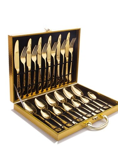 Stainless Steel Cutlery Set for 6 People (6 Knives, 6 Forks, 6 Spoons, 6 Teaspoons) - Corrosion-Resistant, Ergonomic Handles, Dishwasher Safe