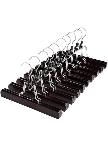 HOUSE DAY Wooden Pants Hangers 10 Pack Non Slip Wood Skirt Hangers Wood Jeans/Slack Hanger with 360&deg; Swivel Hook - Pants Clip Hangers for Skirts, Slacks - Clamp Hangers Amazon Rank