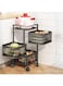 Sulfar Multi Purpose Trolley Storage Organizer And kitchen accessories items for Kitchen Storage Rack Square Design Fruits &amp; Vegetable Onion Cutlery (Matt Black, 4 Layer Drawer)