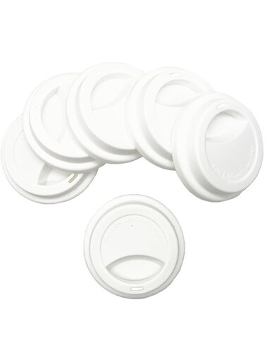 NanTun Silicone Drinking Lid Spill-Proof Cup Lids Reusable Coffee Mug Lids Coffee Cup Covers - White 6pcs