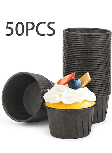 Cups, 50pcs 3.5oz Cupcake Liners, Christmas Muffin Cupcake Liners, Cupcake Wrappers, Cupcake paper, Paper Cupcake Liners Holder, Disposable Ramekins, Muffin Pan Baking Cups
