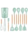 Tiger 12 Pcs Silicone Cooking Utensils Kitchen Utensil Set - 446&Acirc;&deg;F Heat Resistant,Turner Tongs, Spatula, Spoon, Brush, Whisk, Wooden Handle Green Kitchen Gadgets with Holder for Nonstick Cookware