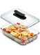 NUTRIUPS 3 Liter Glass Casserole Dish With Glass Lid (-Lid NOT Oven Safe), Easy Grip Handle Oval Oven Safe Glass Bakeware with Lid (3 Liters-Rectangular)
