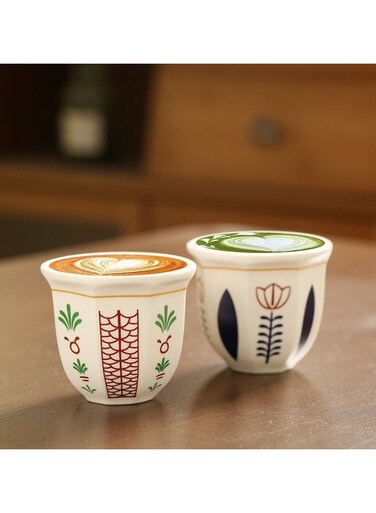 Ceramic Coffee Cup &acirc;&euro;&ldquo; Handcrafted Floral Design, Heat-Resistant, Easy Clean, for Espresso &amp; Latte