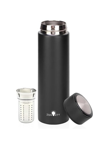 Stainless Steel Thermos Cup Coffee Mug Water Bottle, Leek-Proof &amp; Non-Slip Bottom, Double Walled Vacuum Cup Flask Mug 500ml (Black)