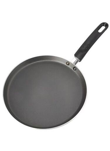Pancake Pan 24cm, Induction Compatible Crepe Pan &amp; Dosa Tawa, Multi-Purpose Flat Skillet for Home Breakfast Cooking