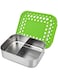 LunchBots Medium Trio II Snack Container - Divided Stainless Steel Food Container - Three Sections for Snacks On The Go - Eco-Friendly, Dishwasher Safe, BPA-Free - Stainless Lid - Green Dots
