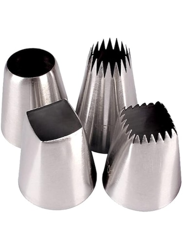 Suuker extra large piping tips set, stainless steel round piping tips, star square wide piping tip jumbo piping tips,eclair churro meringue for cake cupcake cookie decorating (F02 F06 9FT R22L)
