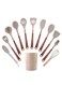 Silicone Kitchen Utensil Set with Wood Grain Handle and Storage Bucket - Heat Resistant &amp; Non-Stick