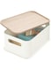 iDesign Recycled Plastic Medium Storage Bin with Handles and Paulownia Wood Lid