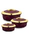 3pcs Casserole Set Stainless Steel Inner Casing Maroon Color - 2.2L,4.0L,6.0L
