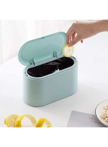 Xspring Mini Trash Can with Lid, Removable Small Garbage Can, Tiny Plastic Trash Bin, Easy to Use Clean Small Trash Can with Lid, Counter Garbage Lint Bin for Bathroom, Office