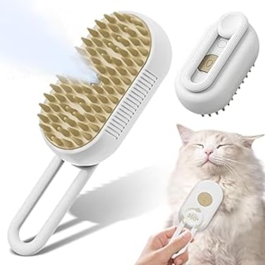Necomi Cat Brush,3 in1 Steam Cat Brush, Self Cleaning Cat Steam Brush for Massage,Removes Static Flying Hair,Cat Hair Brush for Removing Tangled and Loosse,Hair Pet Hair Removal Comb for Cat and Dog