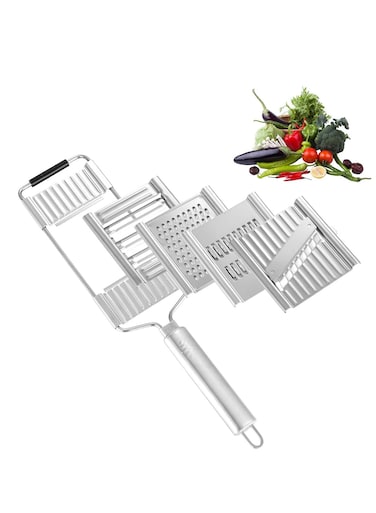 Handheld Grater with 4 Adjustable Stainless Steel Blades - Ideal for Slicing Vegetables, Fruits, Nuts, Chocolate, and Lemons - Essential Kitchen Tool for Every Home Cook.