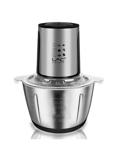 LAC LAICHY Meat Grinder, 2L Stainless Steel Food Processors 1000W Food Chopper with Egg Whisk for Meat, Onion, Vegetables &amp; Fruits, Meat Blender with 4 Sharp Blades, 8-Cup