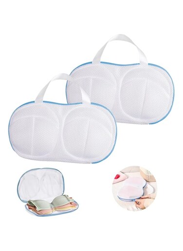 Goodern Bra Washing Bags for Laundry,2PCS Large Bra Washing Bags,Bra Washer Protector for Laundry,Underwear Brassiere Washing Bags,Lingerie Bags for Washing Delicates Washing Machine With Zipper-Blue
