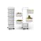 Rolling Storage Cart, Mobile Mesh Organiser with Wheels, White Metal Basket Tower for Kitchen
