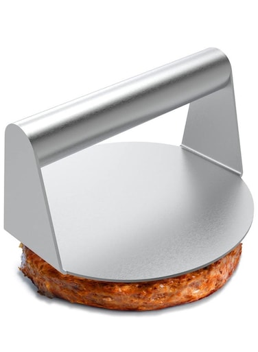 Steel Burger Press, 11cm Round Smasher, Non-Stick Smooth Hamburger Press Flat Bottom Without Ridges for Top Griddle Cooking