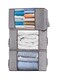 Foldable Closet Organizer Clothing Storage Bag Box With Clear Window, Waterproof Durable Fabric Grey