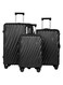 Swirl Series 3 Pcs ABS Luggage Trolley Set -Black